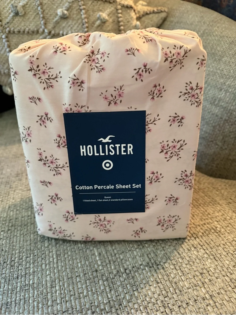 HOLLISTER TARGET COTTON PERCALE QUEEN SHEET SET